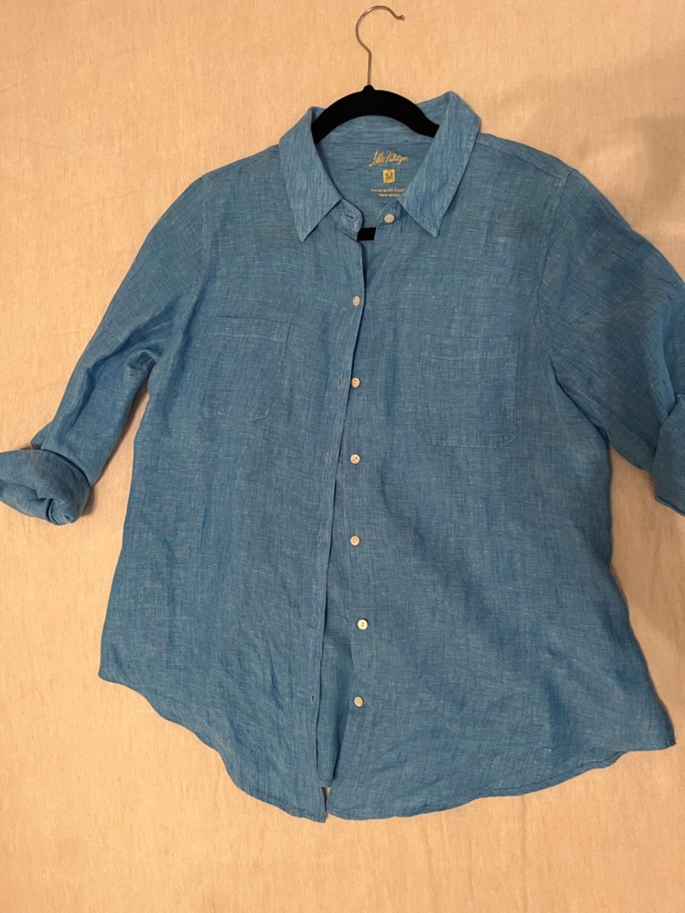 Lilly Pulitzer Blue Linen Button-Down Shirt